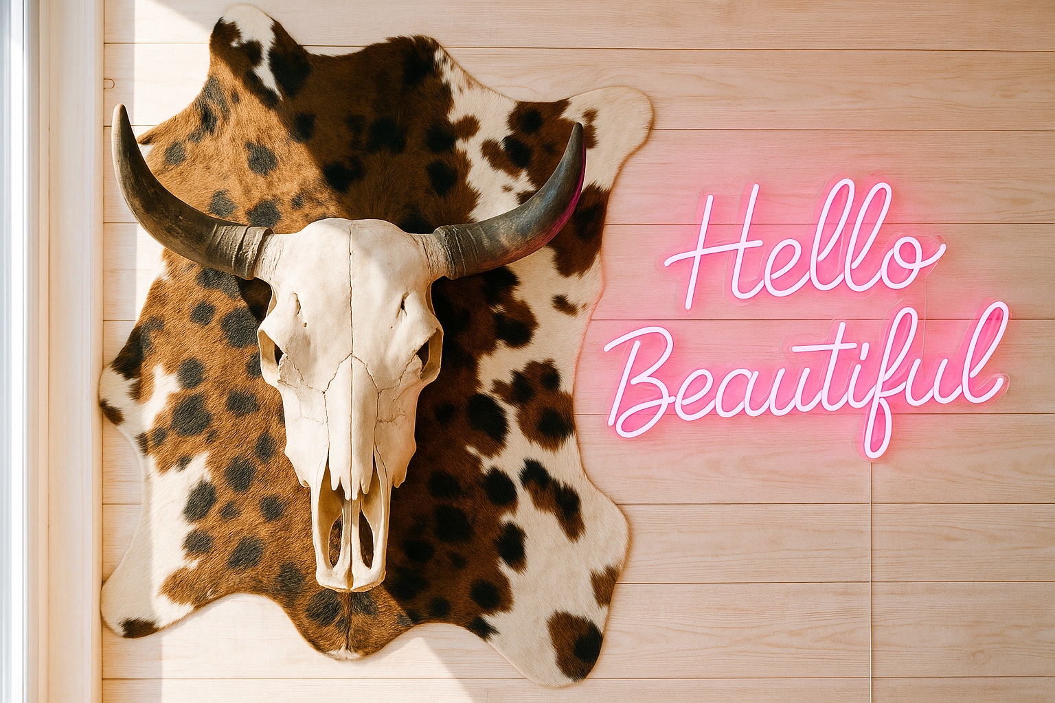 Can the neon sign say "Hello Beautiful" 